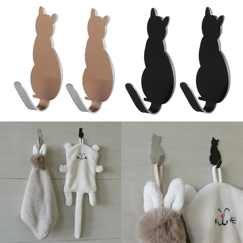 

Durable Wall Hook Stainless Steel Stickers Family Water Towel Brushed Home Kitchen Bathroom Door Stainless Hook