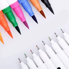 Цвета FineLiner двойной кончик кисть Ручка Рисунок Живопись Акварельная художественная Маркер ручки войлочные ручки манга школьные принадлежности набор кисточек