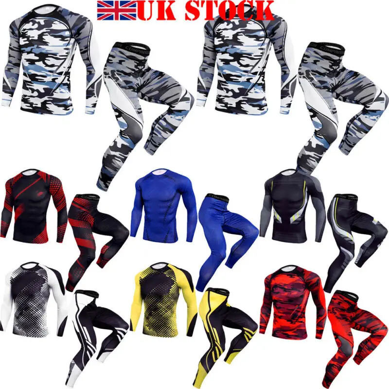Men/'s Compression Base Layer Set Fitness Running Basketball Mock Shirt Legging