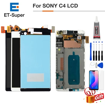 

6.0" LCD Display For SONY Xperia C5 LCD Touch Screen Digitizer C5 Ultra Display Screen with Frame E5506 E5533 E5563 E5553 LCD Screen Replacement Parts + Tempered Glass+Glue+Tools Black White Color