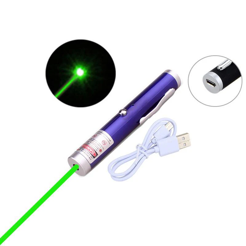 Зеленая лазерная указка брелок USB Встроенная перезаряжаемая батарея зарядка для