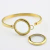 30mm 25mm Gold Color 316L Stainless Steel Screw Floating locket Bangle7/8 Inches Floating Charms Locket Bracelet Bangle Female 3