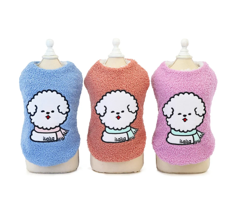 

Warm Cashmere Pet Dog Clothes Cute Small Dog Embroidered Pet Coat Puppy Dogs Shirt Jacket French Bulldog Pullover