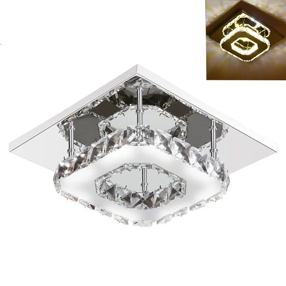 

Surface Mounted Led Modern Home Hallway Square Bedroom Balcony Kitchen Dining Room Crystal Anti Glare Ceiling Light Decoration