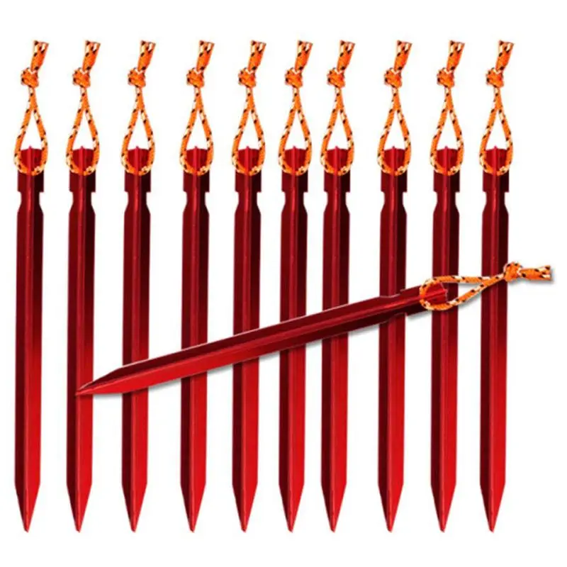 BMDT-Tent Stakes rombic палаточные колышки 7 дюймов Ультралайт алюминиевый походный колышек с Pull Cords& Pouch, упаковка из 10, Красный