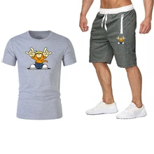 2020 漫画のレジャーファッションスポーツスーツメンズスウェットシャツ夏 tシャツショーツレジャースーツスポーツスーツ(China)