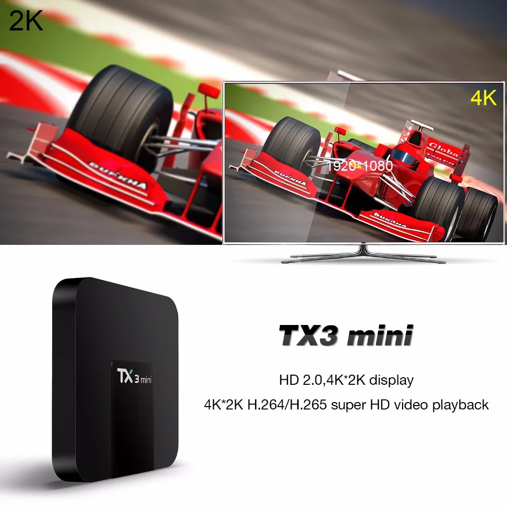 TX3Mini Gotit King Android Box 2G/16G 4K WiFi H.265 Bluetooth телеприставка только Франция Испания