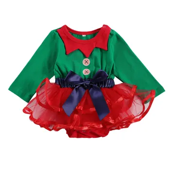 

Christmas net gauze skirt romper, Christmas girl solid color top skirt one-piece suit