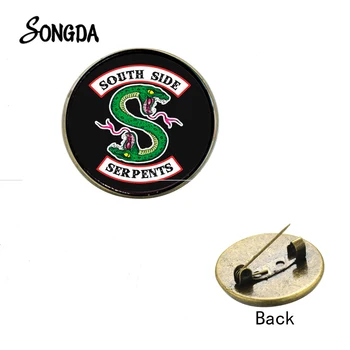 

New TV Series Riverdale Theme Brooches Mysteries South Side Serpents Photo Punk Lapel Pins Bag Cloth Badge for Women Men