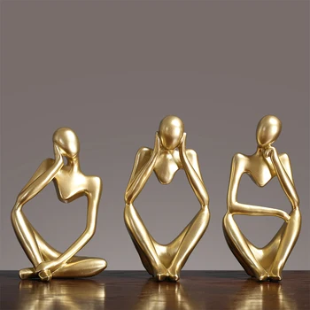 

Creative Art Minimalist Resin Decorations Modern Luxury Golden Ornaments Vintage Home Living Room Table Decoration Large L