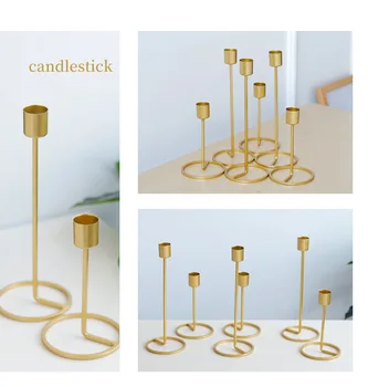 

decoracion hogar Metal Candle Holders Gold Candlestick Fashion Wedding Candle Stand Exquisite Candlestick Table Home Decor