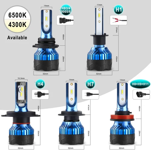 BraveWay H4 LED 헤드라이트 LED 전구, 자동차 안개등 전구, H1 H3 H7 LED H11 9005 9006 HB3 HB4 12000LM 12V 다이오드 램프, 4300K/6500K 2