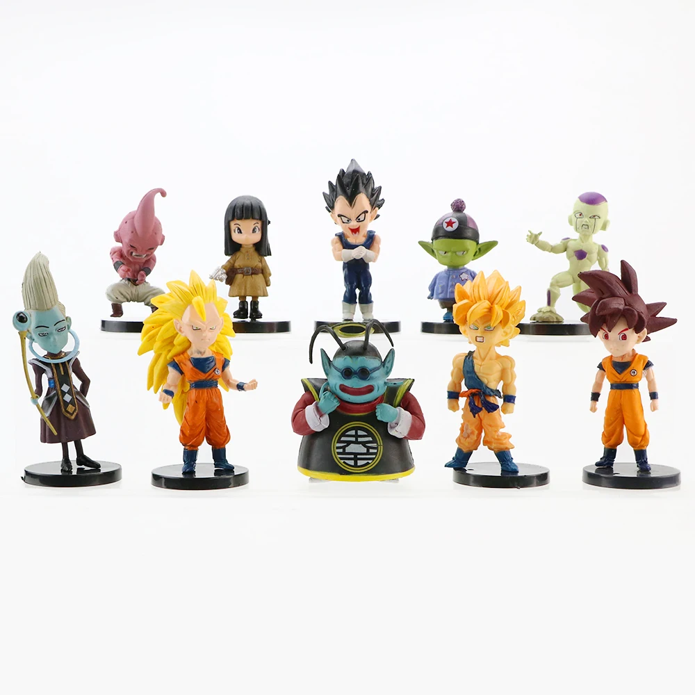 

10pcs/lot Dragon Ball Action Figures Toys Z Fighting Form Super Saiyan Black Goku Vegeta Anime Dragonball PVC Figures Kids Model