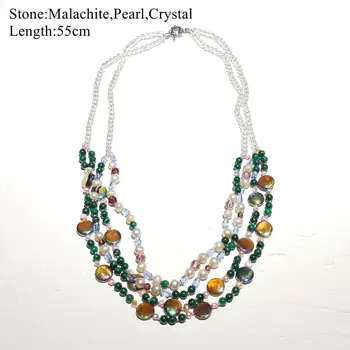 

LiiJi Unique Christmas Gift Necklace Malachite Pearl Crystal Green color Necklace 55cm Only 1PCS each stock Jewelry for Women