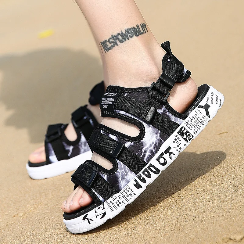 Летняя мужская крутая камуфляжная обувь в Корейском стиле; Повседневная пляжная модная обувь для подростков и студентов