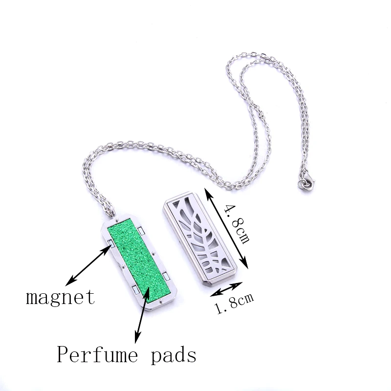 Квадратный медальон с ароматом Ожерелье Магнитная ароматерапия из нержавеющей стали эфирное масло диффузор духи медальон кулон ювелирные изделия