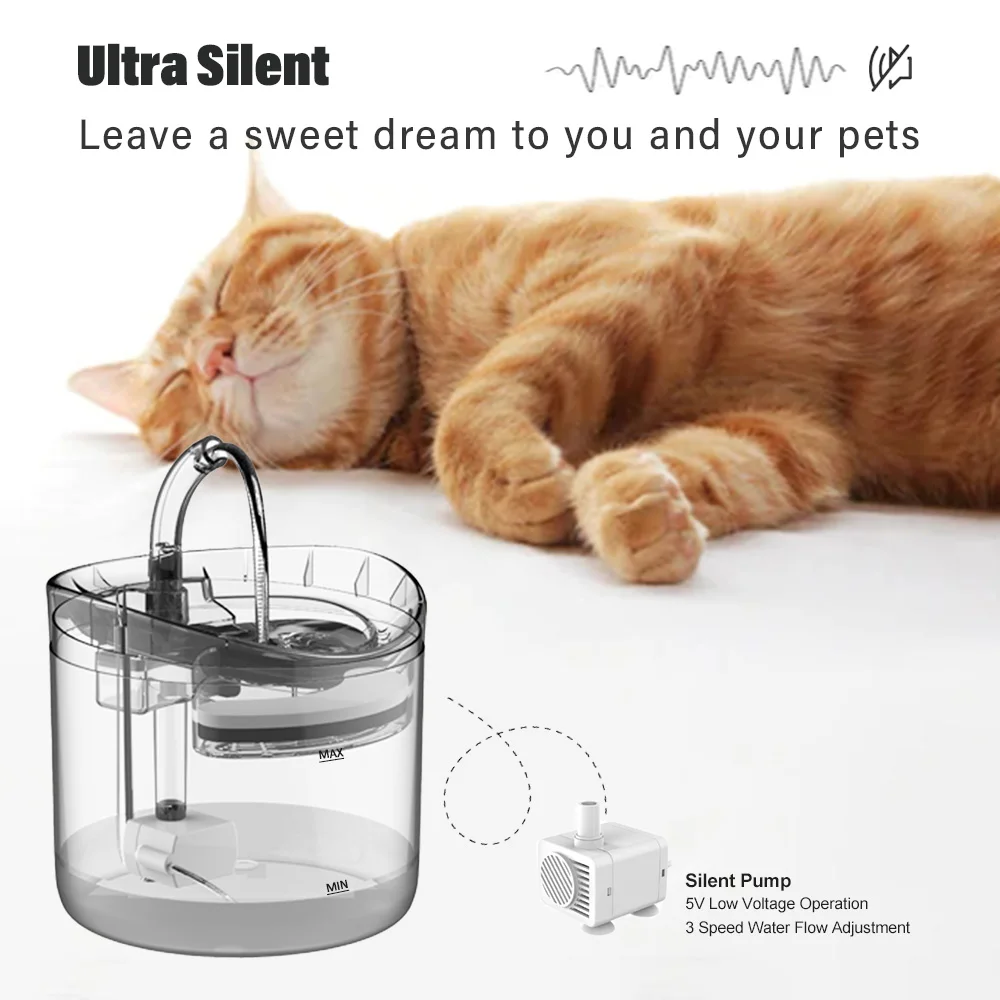 2L Automatic Cat Water Fountain With Faucet Dog Water Dispenser Transparent Filter Drinker Pet Sensor Drinking Feeder