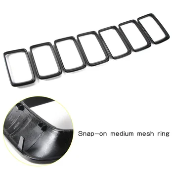 

Decal Front Grille Decor Exterior Accessory 7Pcs Set ABS Gloss Black Trim
