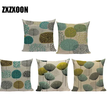 

Decorative Throw Pillows Case Colorful Plant Trees Flower Cotton Linen Sofa Cushion Cover Home Decoration for Living Room