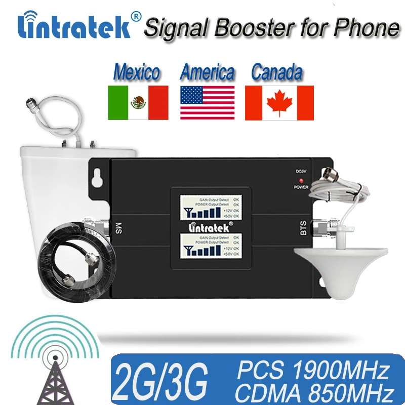 Усилитель сигнала сотового телефона для дома и офиса 65 дБ 850/1900 МГц двухполосный