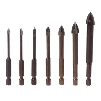 

Tungsten Carbide Glass Drill Bit Set Alloy Carbide Point with 4 Cutting Edges Tile and Glass Cross Spear Head Drill Bits