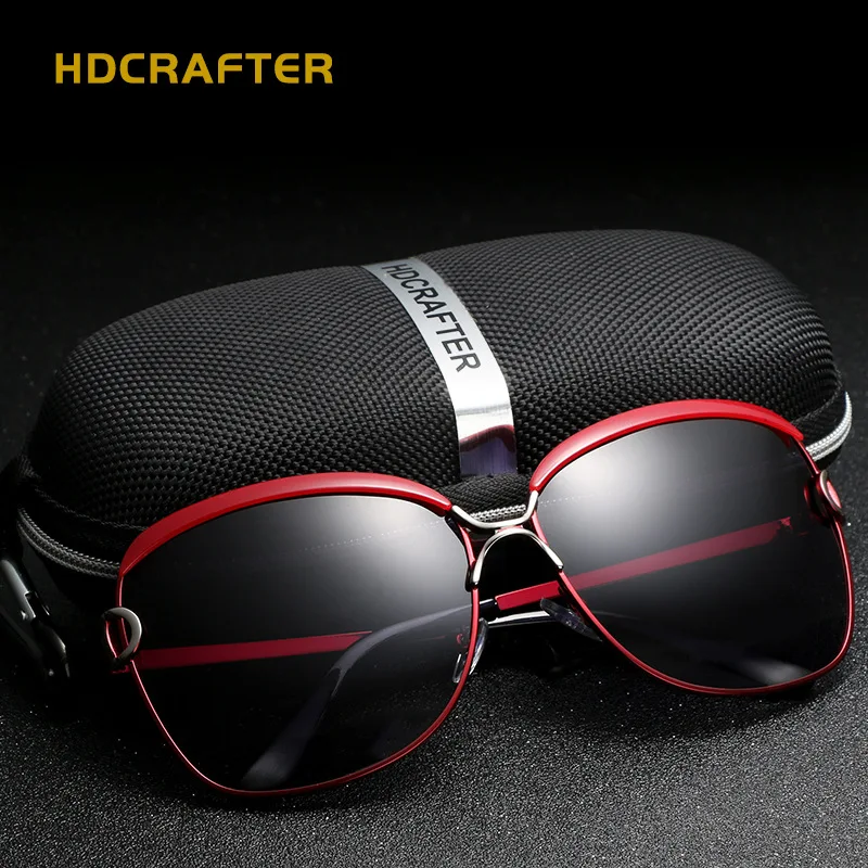 HDCRAFTER, женские солнцезащитные очки, поляризационные, элегантные, звездный стиль, роскошные очки-люнет, поляризационные, женские очки, De Sol, чехол