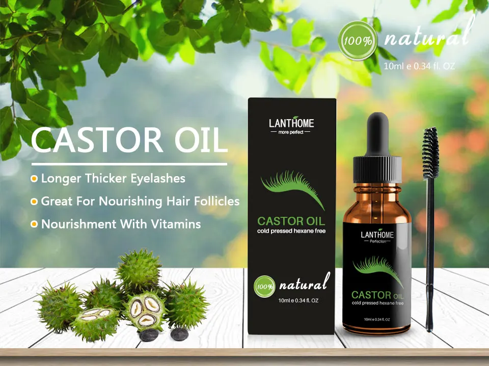 Natural Castor Oil Eyelash /Eyebrow Growth Serum Fast Growth Liquid Eyelash Enhancer Makeup Eyebrows Longer Thick Essential Oil