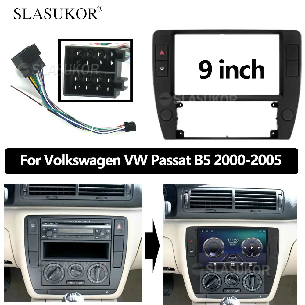 

9 inch Android Car For Volkswagen VW Passat B5 2000 2001 2002 2003 2004 2005 Frame player llation Kit Cable BAS Car Fascia Frame