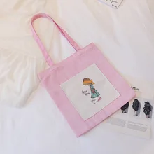 Поставка товаров, стиль, корейский стиль, на одно плечо, Холщовая Сумка, на молнии, с принтом, художественная, Экологичная сумка, повседневная, женская