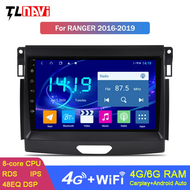 Car Stereo Multimedia Player 6G+128G For Ford Ranger 2015-2018 Auto Radio DVD Video GPS Navigation Android 10 | Автомобили и
