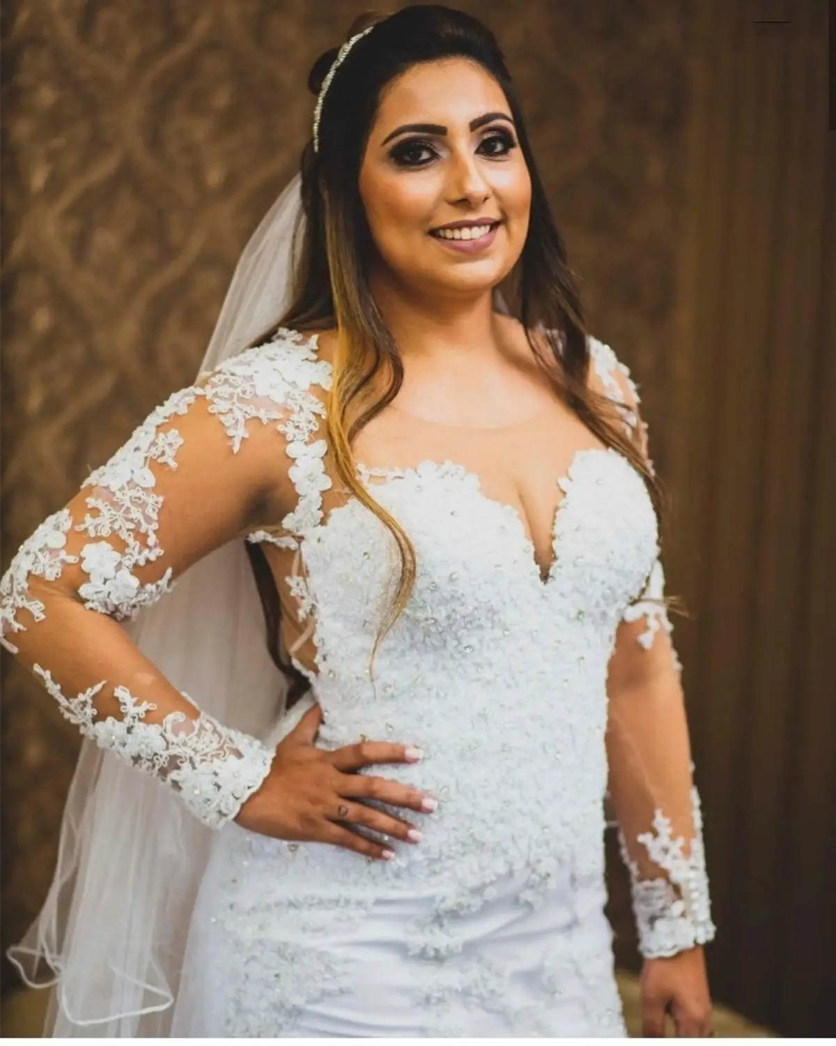 

2020 Mermaid Wedding Dress Long Sleeve Lace Appliques Bridal Gowns Sweetheart abito da sposa semplice vestidos de novia talles