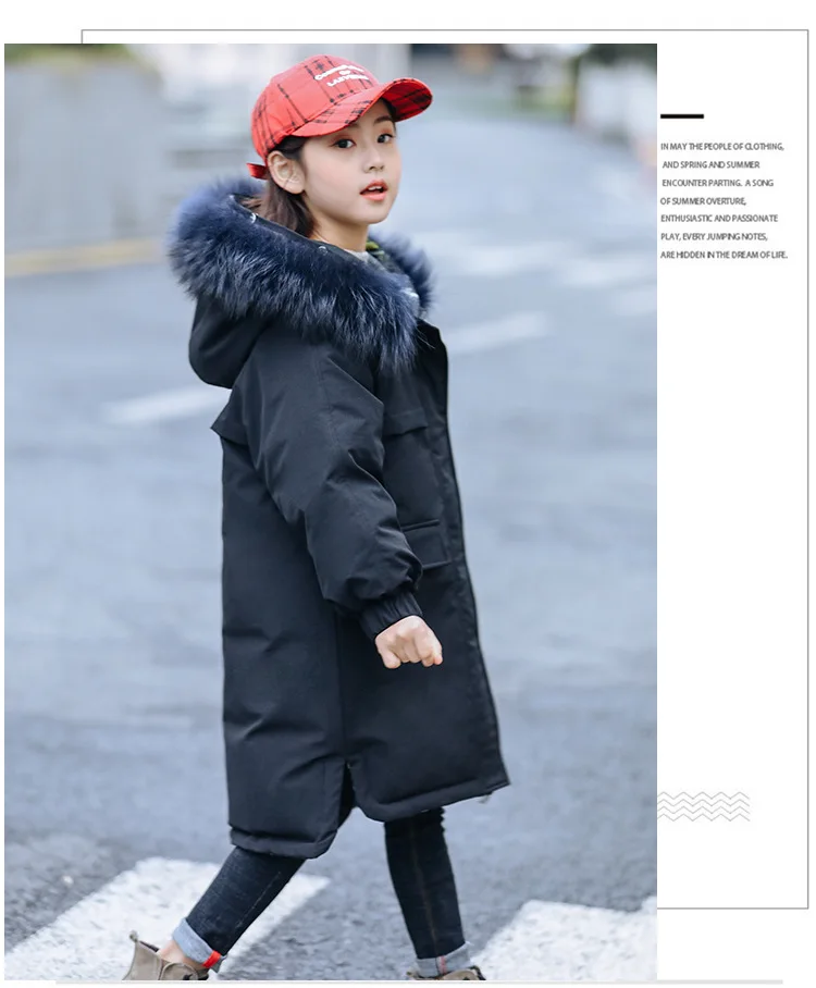Зимняя Толстая куртка, пальто, двустороннее зимнее пальто с капюшоном из натурального меха для девочек в русском стиле, Детская куртка, пуховики, длинные пальто