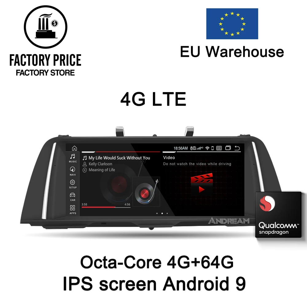 Best 10.25" Qualcomm Octa-Core 4G+64G 4G LTE Android 9 Car multimedia interface for BMW Series 5 F10 F11 GPS Navigation idrive 0