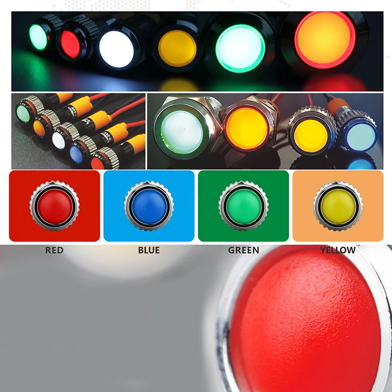 6mm 8mm 10mm 12mm 14mm Metal LED Warning indicator light Waterproof IP67 Signal Lamp Pilot Wires switch 3V 5V 12V 220V Red Blue 6mm 8mm 10mm 12mm 14mm Metal LED Warning indicator light Waterproof IP67 Signal Lamp Pilot Wires switch 3V 5V 12V 220V Red Blue