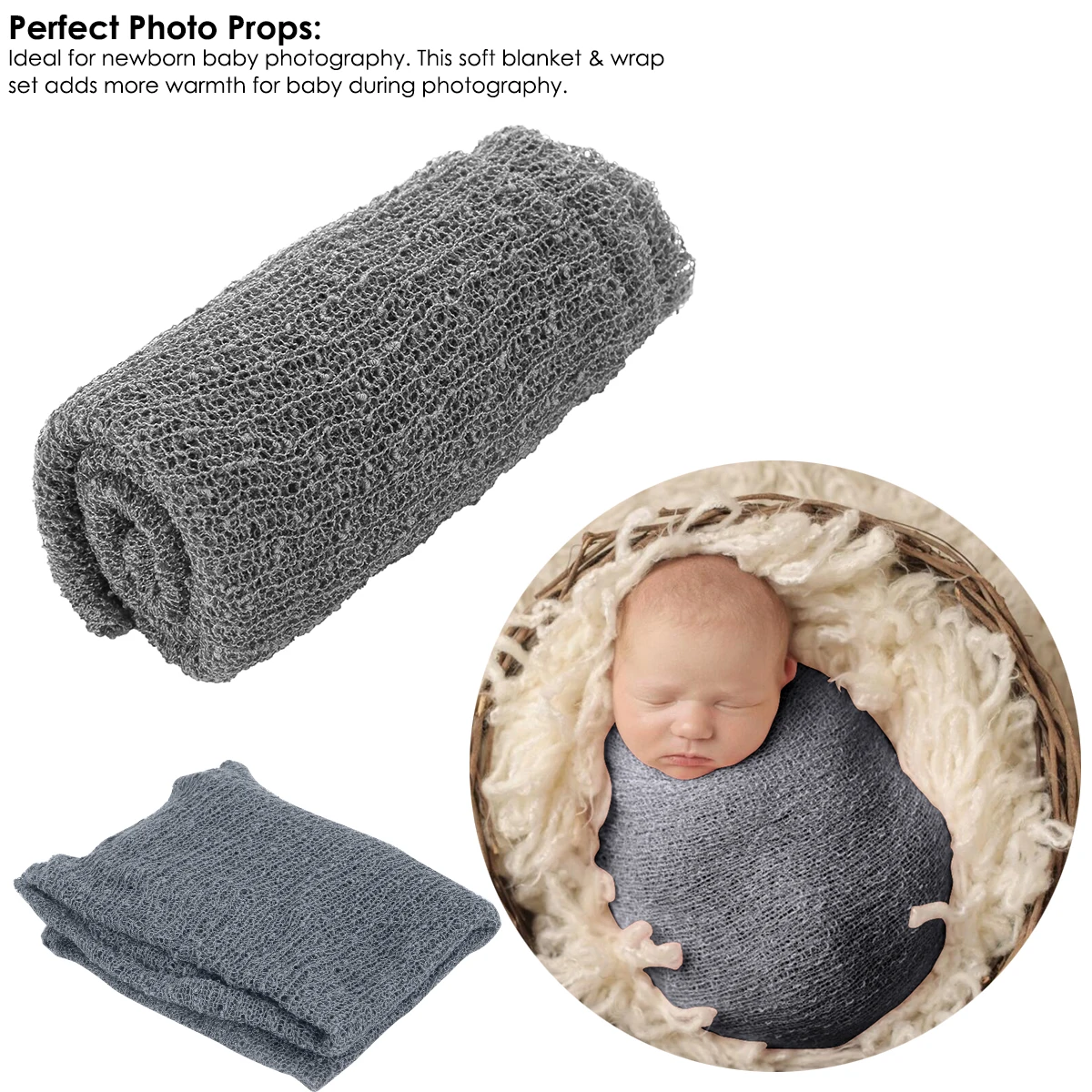 Newborn Faux Fur Prop Basket Filler Stuffer Photo Props Baby Fotografia Photography Backdrop Background Blanket Infant Shoot