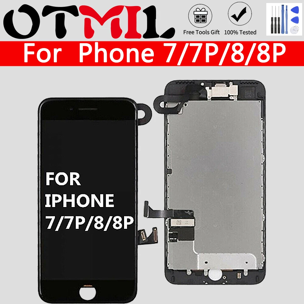 ЖК-дисплей с дигитайзером в сборе для iPhone 8 7 Plus 3D сенсорный экран + фронтальная