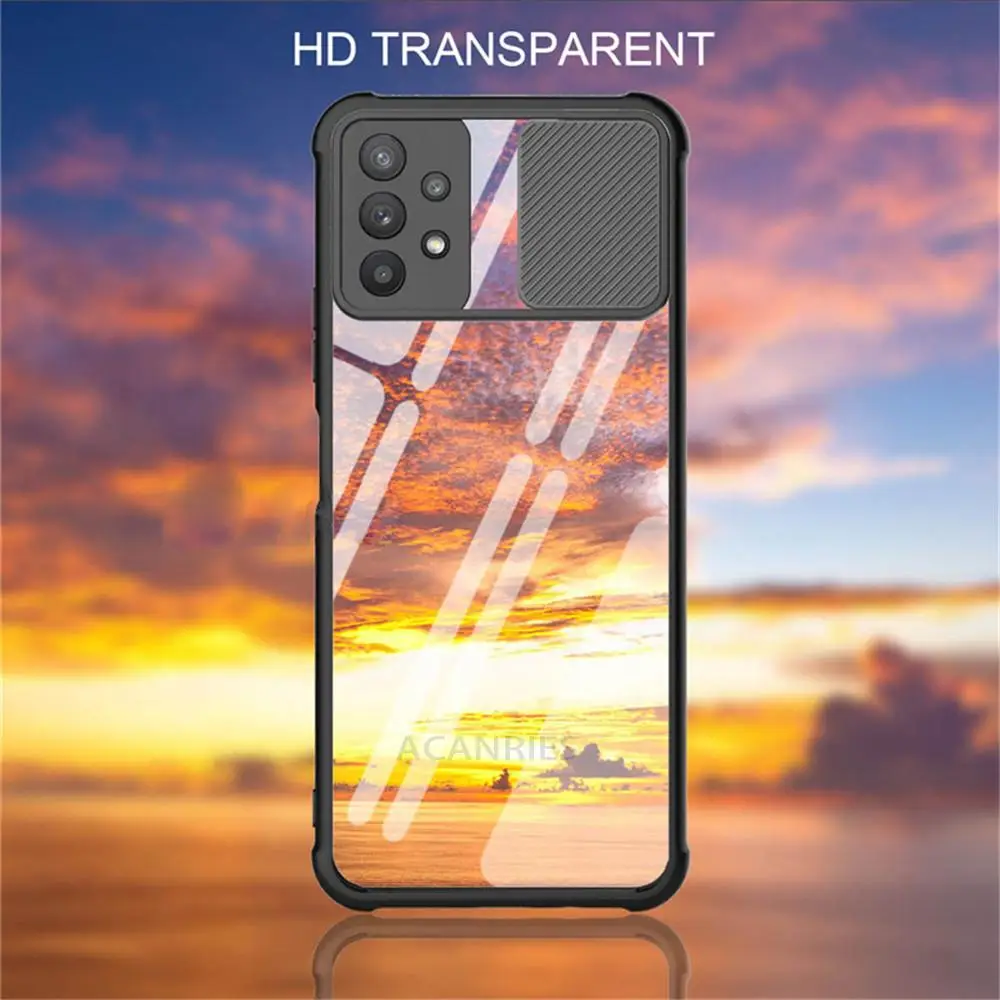 kawaii phone case samsung Transparent Slide Camera Protect Phone Case For Samsung Galaxy A32 A52 A72 A22 A12 4g 5g Shockproof Cover On A 32 52 72 12 2021 silicone case for samsung