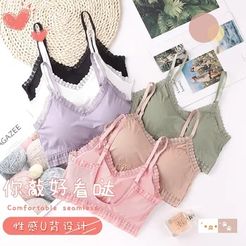 

6 Colors Colorful back Comfortable Women Sexy Seamless Tube Top Wireless Bralette Tank Intimate Push Up Bra Silk Female Lingerie