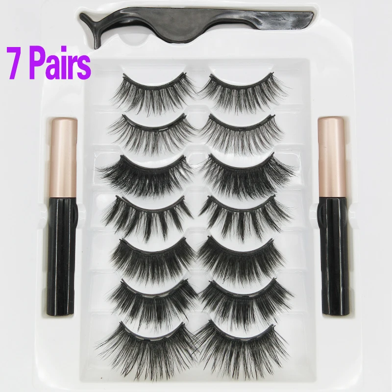 

Eye Lashes Magnetic Eyelashes And Eyeliner Set False Eyelashes Magnet Eyelash Extension Tweezer & Liquid Eyeliner Waterproof