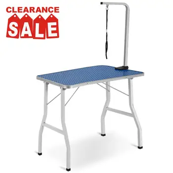 

76cm Professional Dog Grooming Table Pet Cat Foldable Drying Trimming Desk with Arm Noose and Heavy Duty Stainless Steel Frame