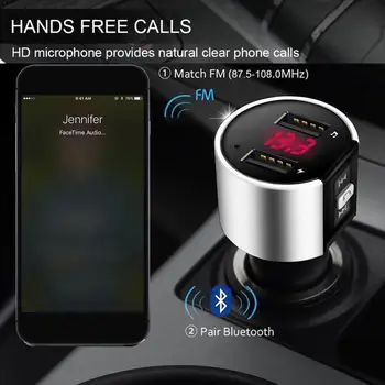 

Handsfree Bluetooth 4.0 FM Transmitter Modulator Car USB MP3 3.4A Dual Player Black Adapter Receiver Charger Audio Wireless P5X9