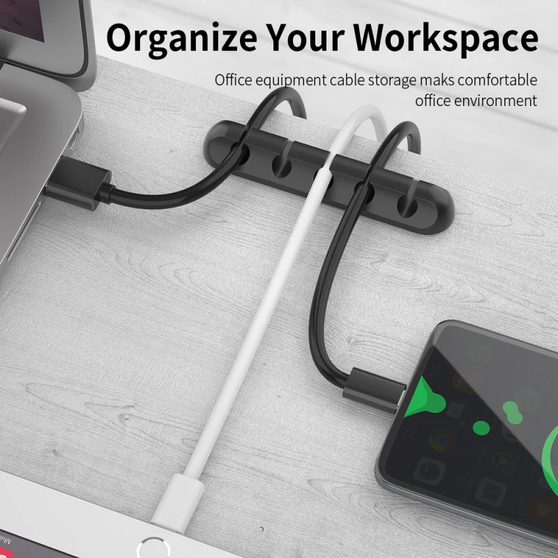 

Essager Cable Organizer USB Cable Wire Holder Mouse Headphone Earphone Charger Cord Protector Desk Winder Clip Cable Management