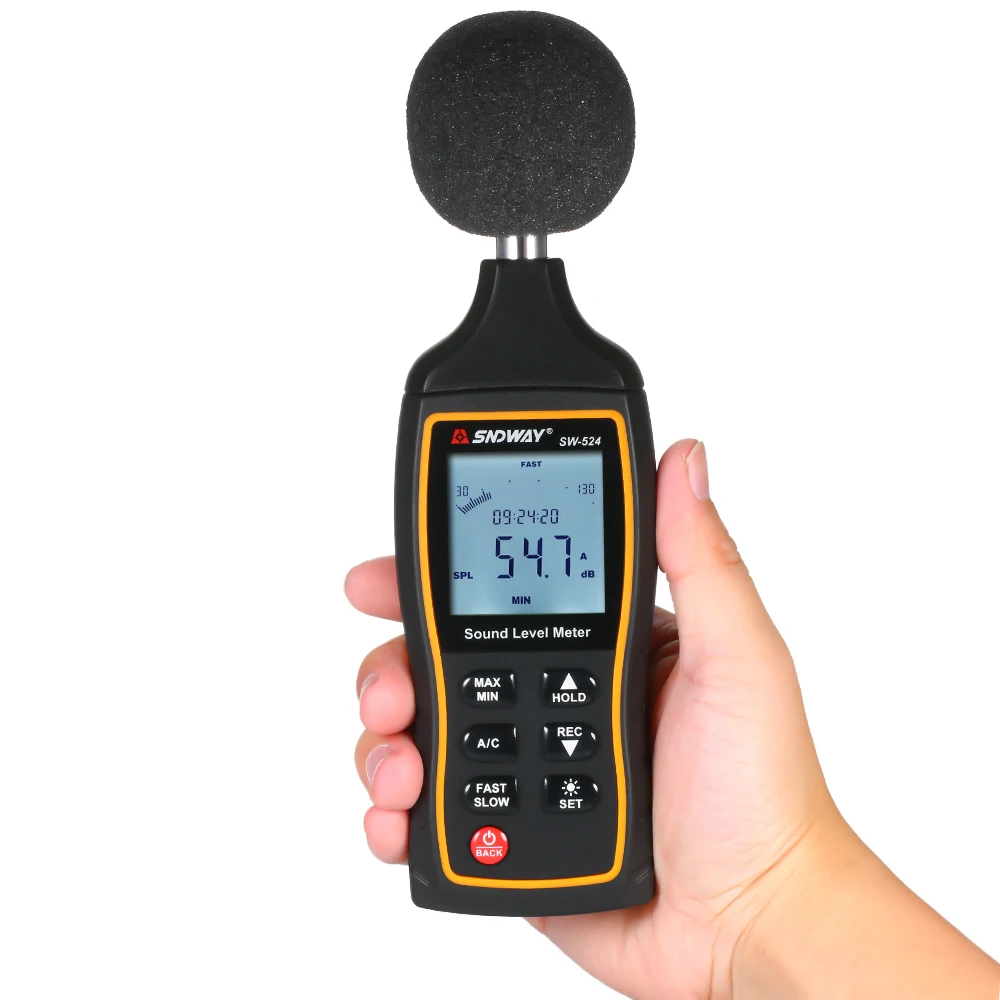 

SNDWAY LCD Digital Sound Level Meter Digital Noisemeter Decibel Monitoring Tester 30-130dB Data Storage & Alarm Function