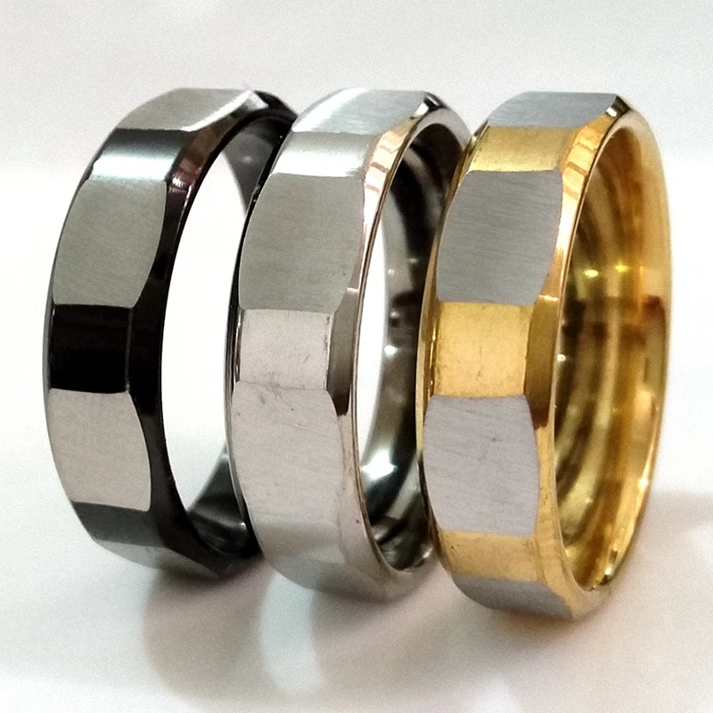 30 шт Уникальный Матовый дизайн золото/серебро/черный Мужчины Женщины нержавеющей стали кольцо 6 мм