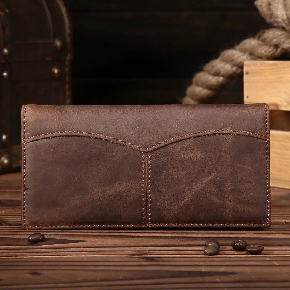 

Real Leather Men Wallet Long Style Multi-functional Wallets Purse Crzay Horse Leather Male Clutch Card Holder Coin Pouch Fashion