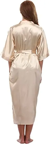 Women Silk Satin Long Wedding Bride Bridesmaid Robe Kimono Robe Feminino Bath Robe Large Size XXXL Peignoir Femme Sexy Bathrobe