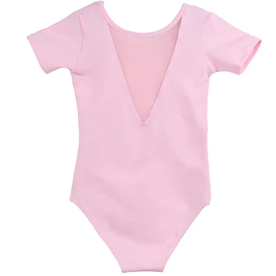 Pink Розовый небесно-голубой детский балетное трико купальник с коротким рукавом детский костюм для девочек сценическая танцевальная одежда - Цвет: Pink