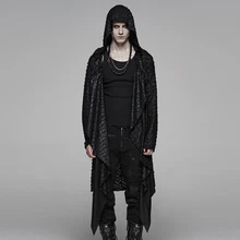 Панк восторженные мужские готические Diablo Винтаж длинное пальто вязаный свободный уличная мода, вечеринки; мужские зимние пальто с капюшоном