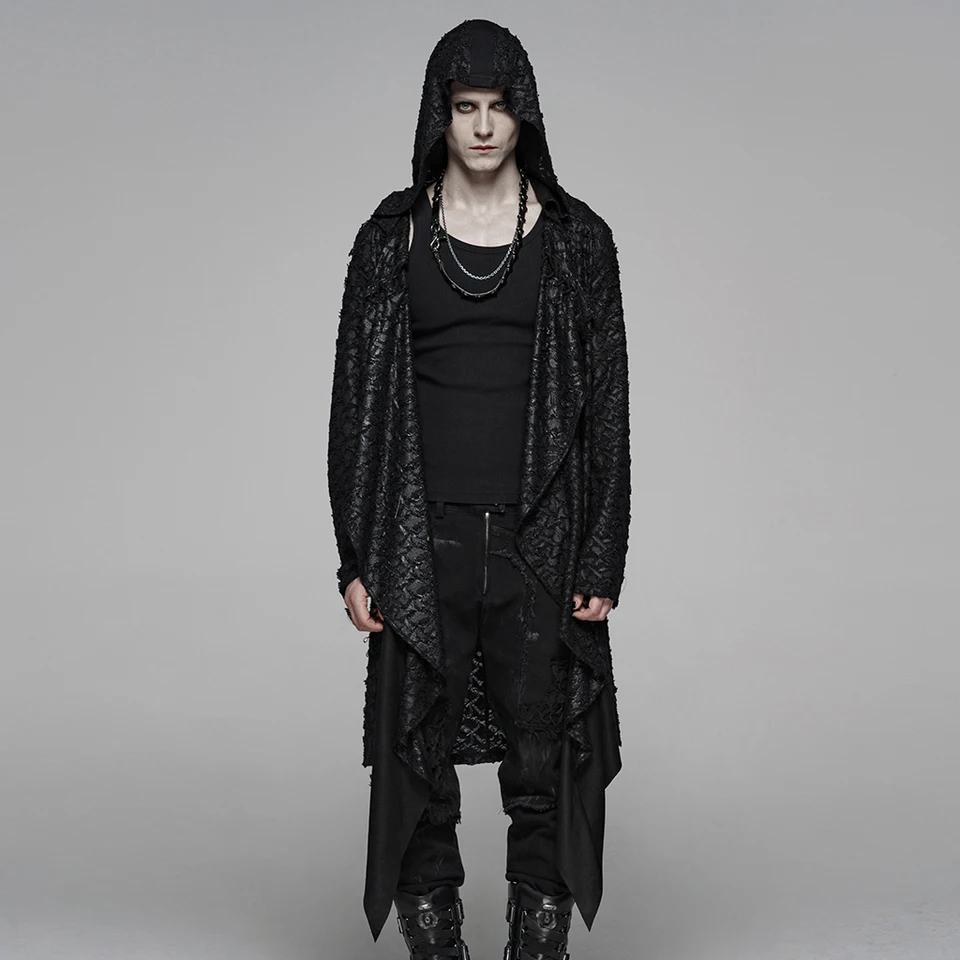 Punk Rave Mens Gothic Dark Diablo Vintage Long Coat Knitted Loose
