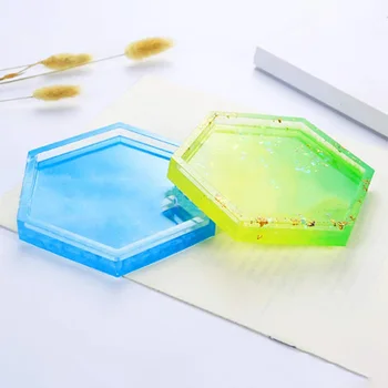 

8 Pack Hexagon Silicone Coaster Molds Silicone Resin Mold, Epoxy Molds for Casting with Resin, Concrete, Cement
